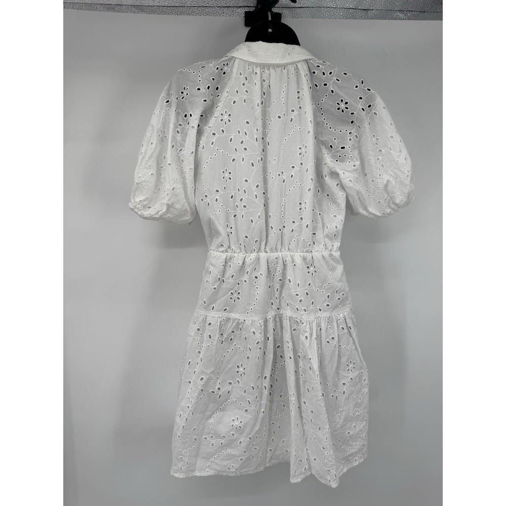 A New Day White Puff Sleeve Eyelet Cotton Dress XS cottagecore fairy boho beachy - Picture 7 of 11